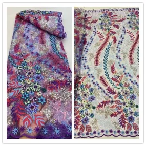 5 YARDS / 5 COLORS / Mahina All Over Sequin Embroidery Tulle Mesh Lace Party Prom Bridal Dress Fabric