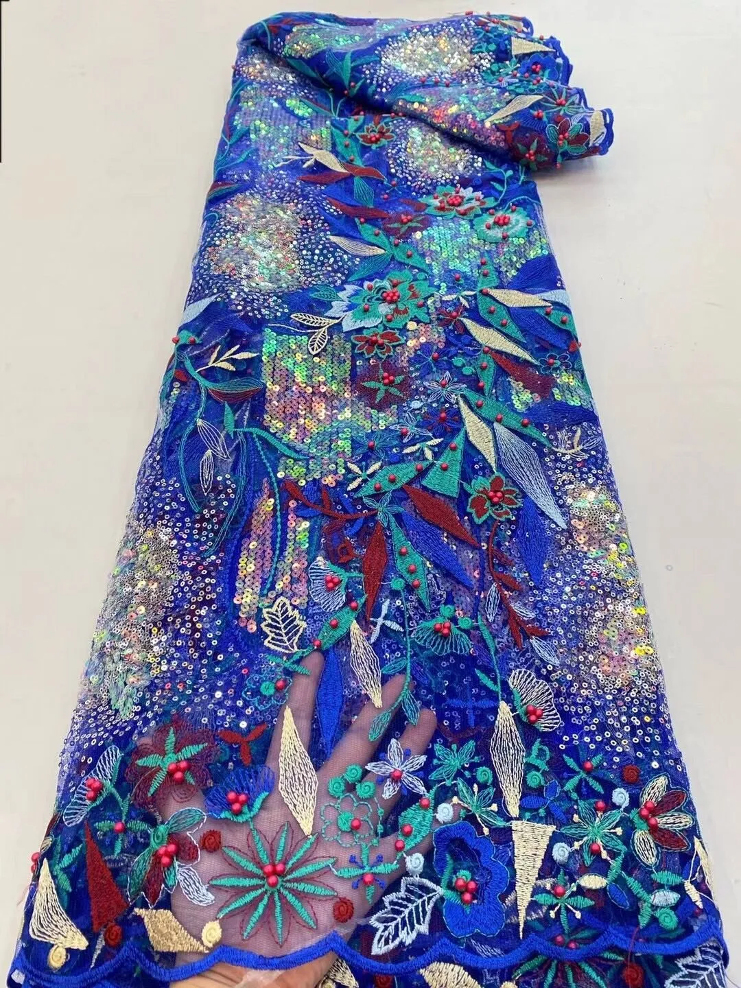 5 YARDS / 5 COLORS / Mahina All Over Sequin Embroidery Tulle Mesh Lace Party Prom Bridal Dress Fabric