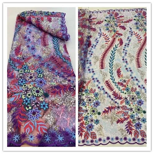 5 YARDS / 5 COLORS / Mahina All Over Sequin Embroidery Tulle Mesh Lace Party Prom Bridal Dress Fabric