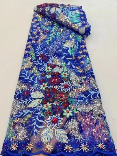 5 YARDS / 6 COLORS / Chaima Multi Color Sequin Embroidery Tulle Mesh LaceParty Prom Bridal Dress Fabric