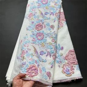 5 YARDS / 7 COLORS / Mari Blooming Roses Viscose Jacquard Woven Fabric for Dresses, Jackets, Suits, Shirts, Skirts Lining