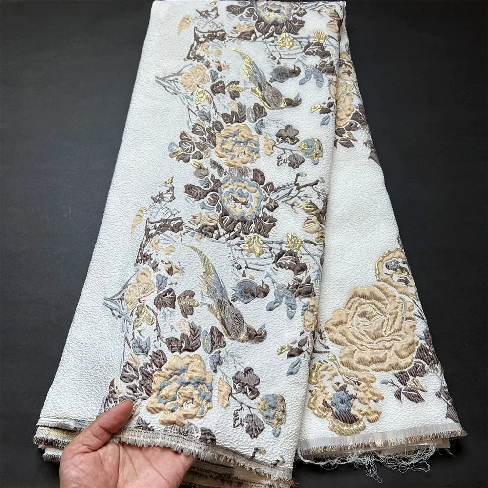 5 YARDS / 7 COLORS / Mari Blooming Roses Viscose Jacquard Woven Fabric for Dresses, Jackets, Suits, Shirts, Skirts Lining