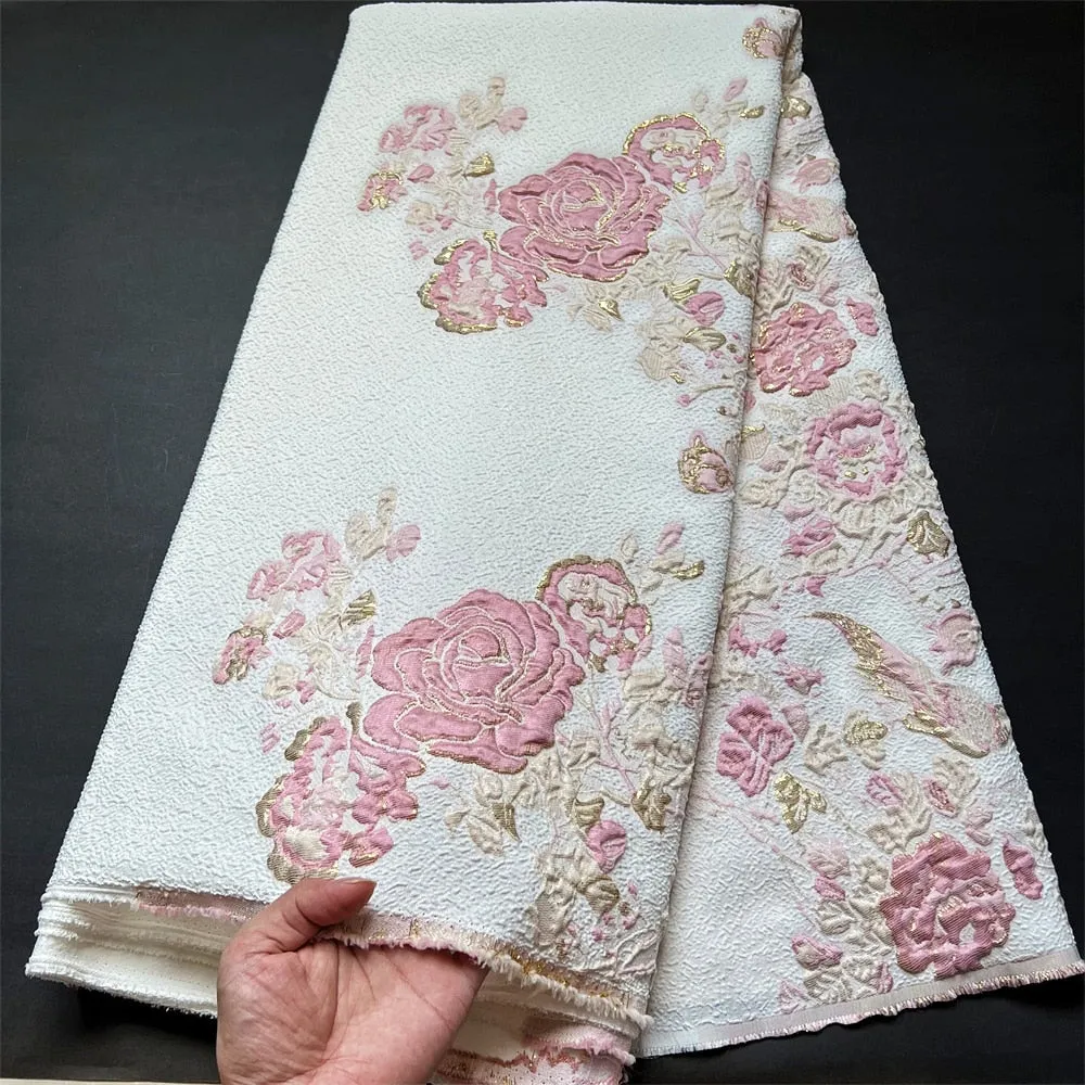5 YARDS / 7 COLORS / Mari Blooming Roses Viscose Jacquard Woven Fabric for Dresses, Jackets, Suits, Shirts, Skirts Lining