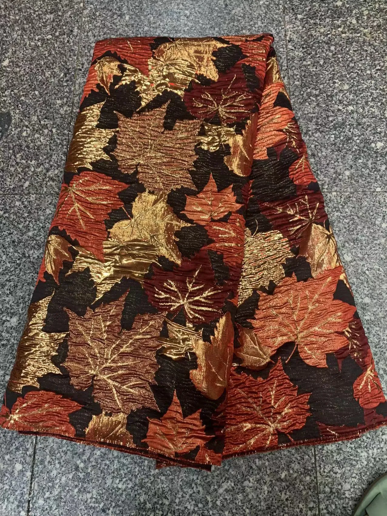 5 YARDS / 8 COLORS / Autumn Leaves Floral Viscose Jacquard Brocade Woven Fashion Jacket Dress Fabric