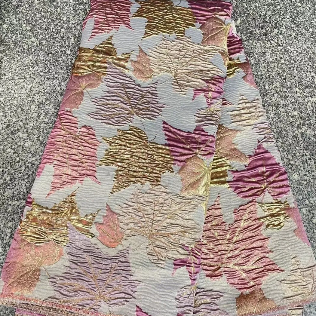 5 YARDS / 8 COLORS / Autumn Leaves Floral Viscose Jacquard Brocade Woven Fashion Jacket Dress Fabric