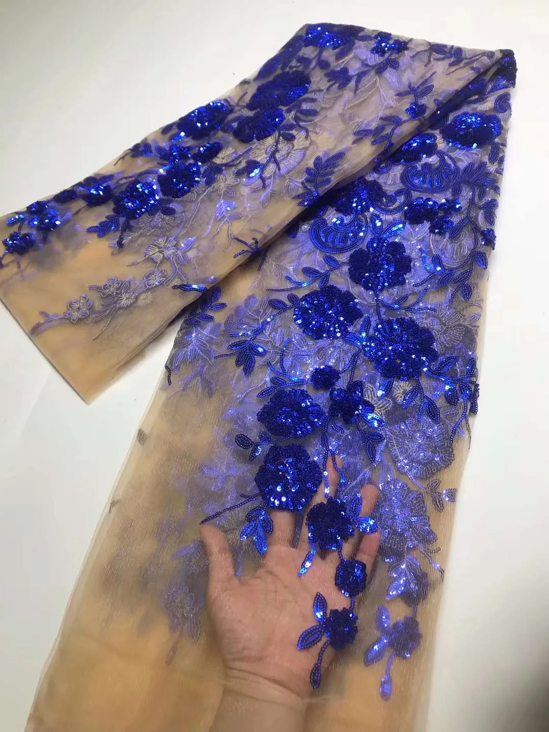 5 YARDS / 9 COLORS / Esra Luxury Floral Sequin Embroidery Tulle Mesh Sequin Lace Party Prom Bridal Dress Fabric