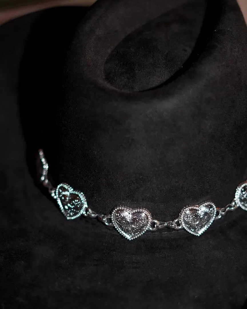 After Midnight Black Engraved Heart Link Cowboy Hat