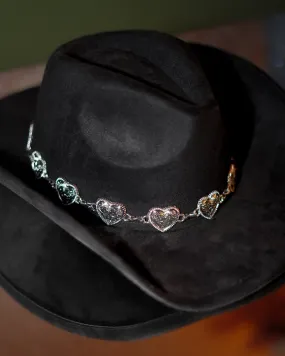 After Midnight Black Engraved Heart Link Cowboy Hat