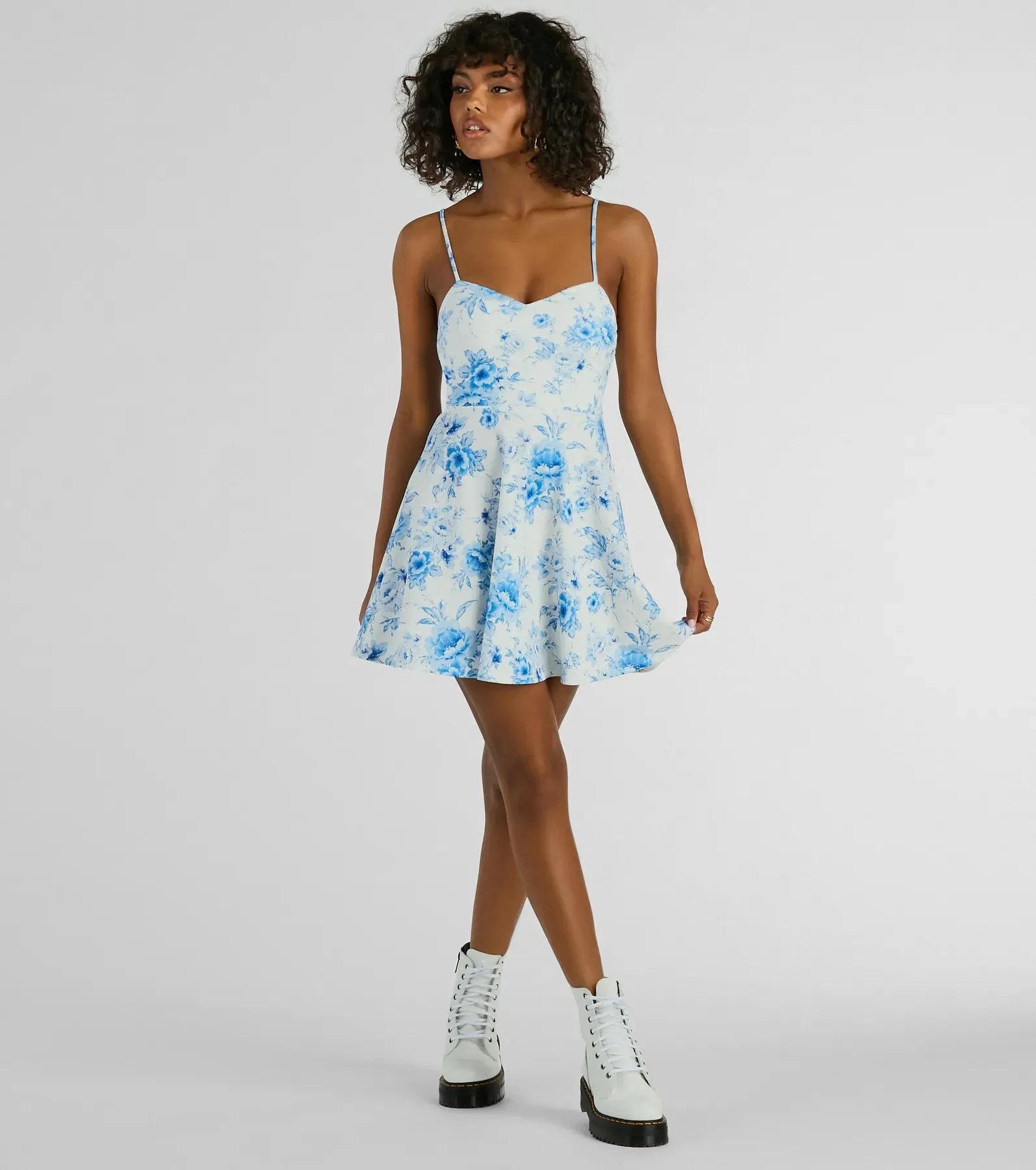 All About Floral Sweetheart Crepe Skater Dress