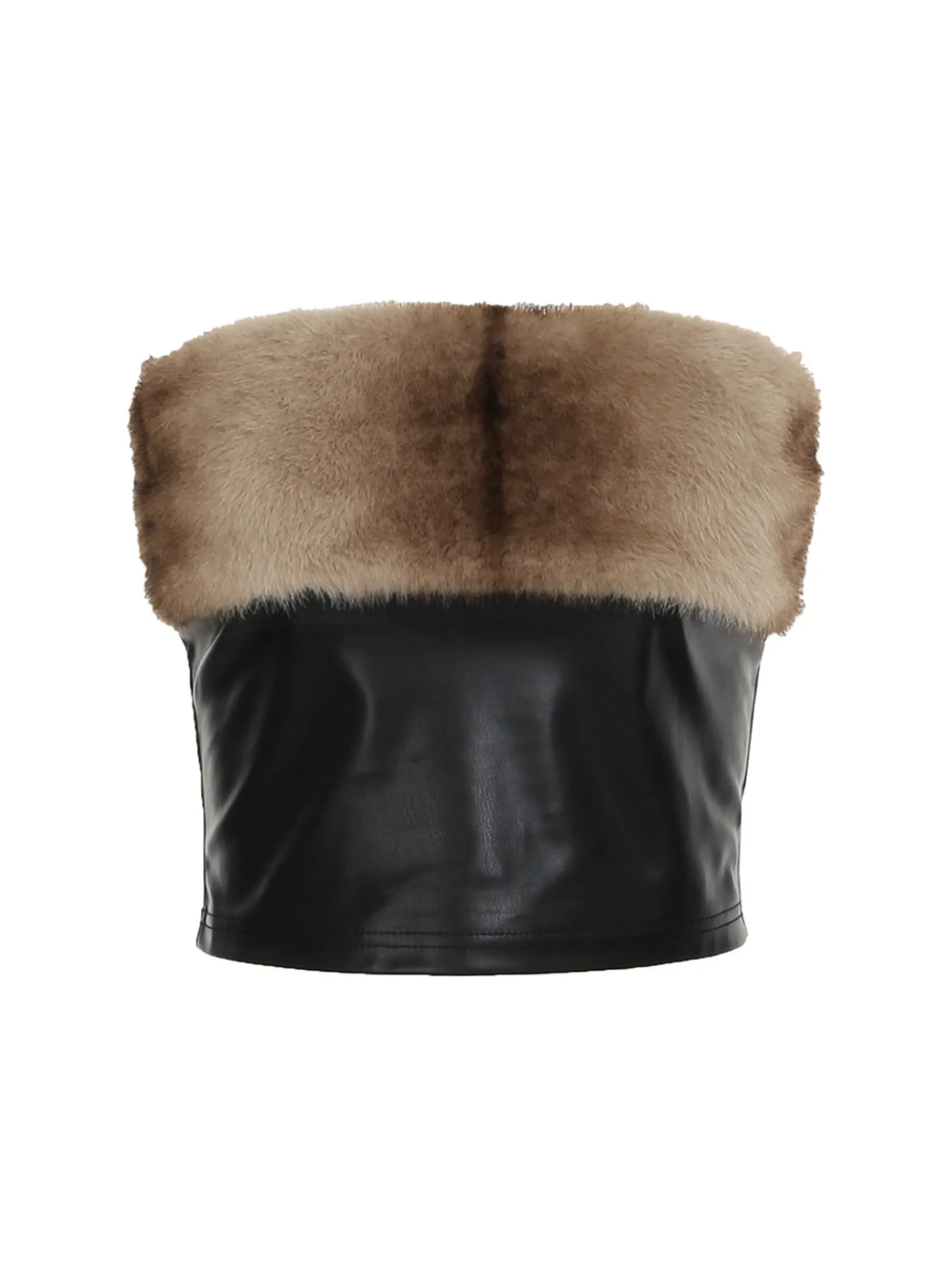 Amozae-Christmas Outfits New Year's Eve Dress Night Out Club Dresses cute winter outfits Allisson Furry Leather Tube Set
