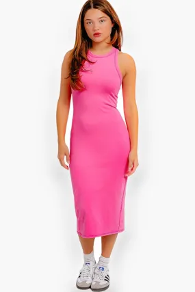 Angie Hot Pink Racer Back Midi Dress