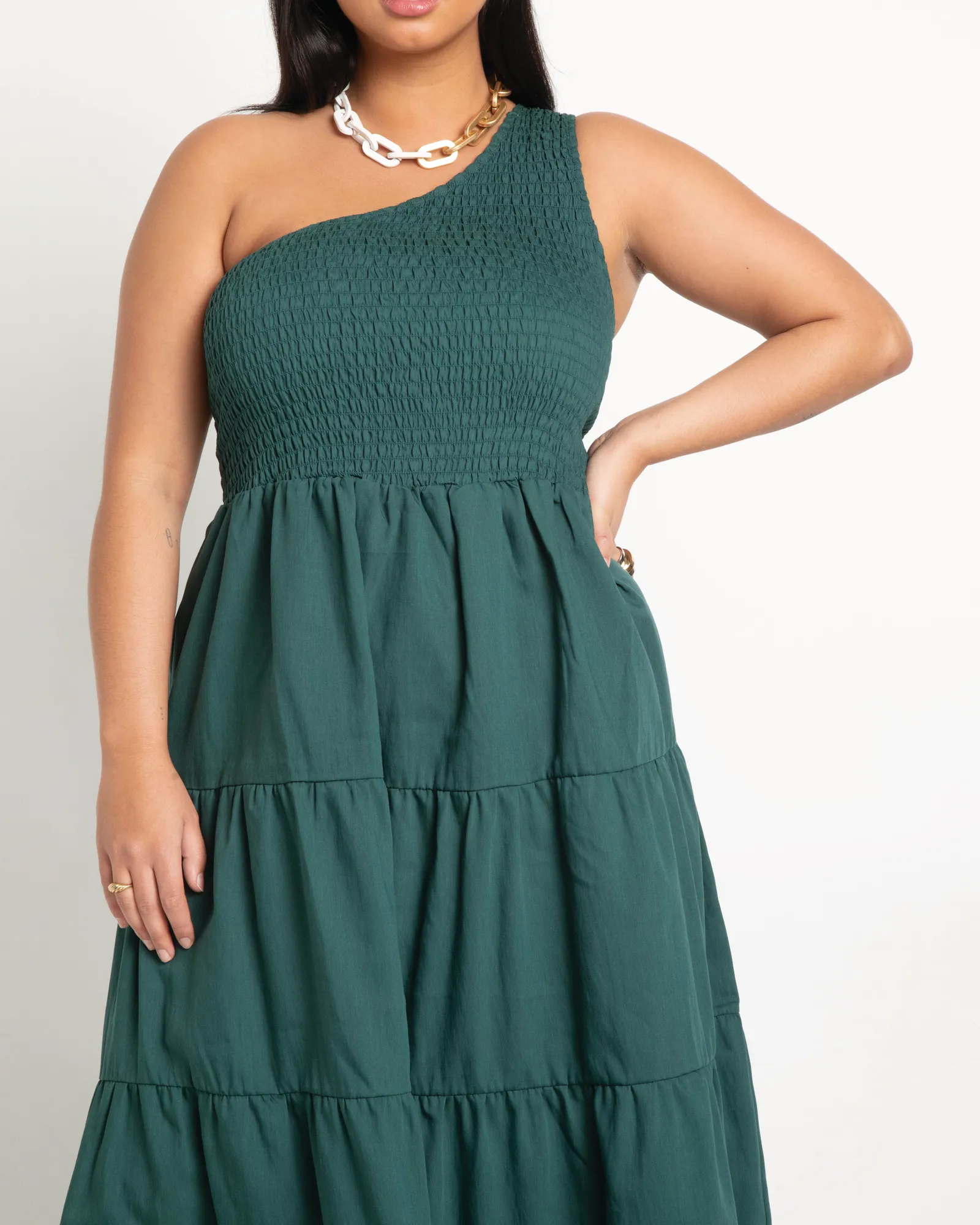 Anna One Shoulder Dress | Forest Biome