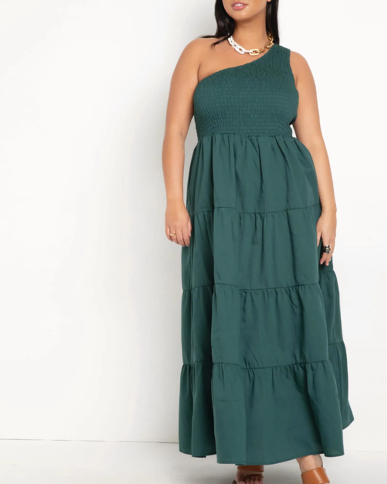 Anna One Shoulder Dress | Forest Biome