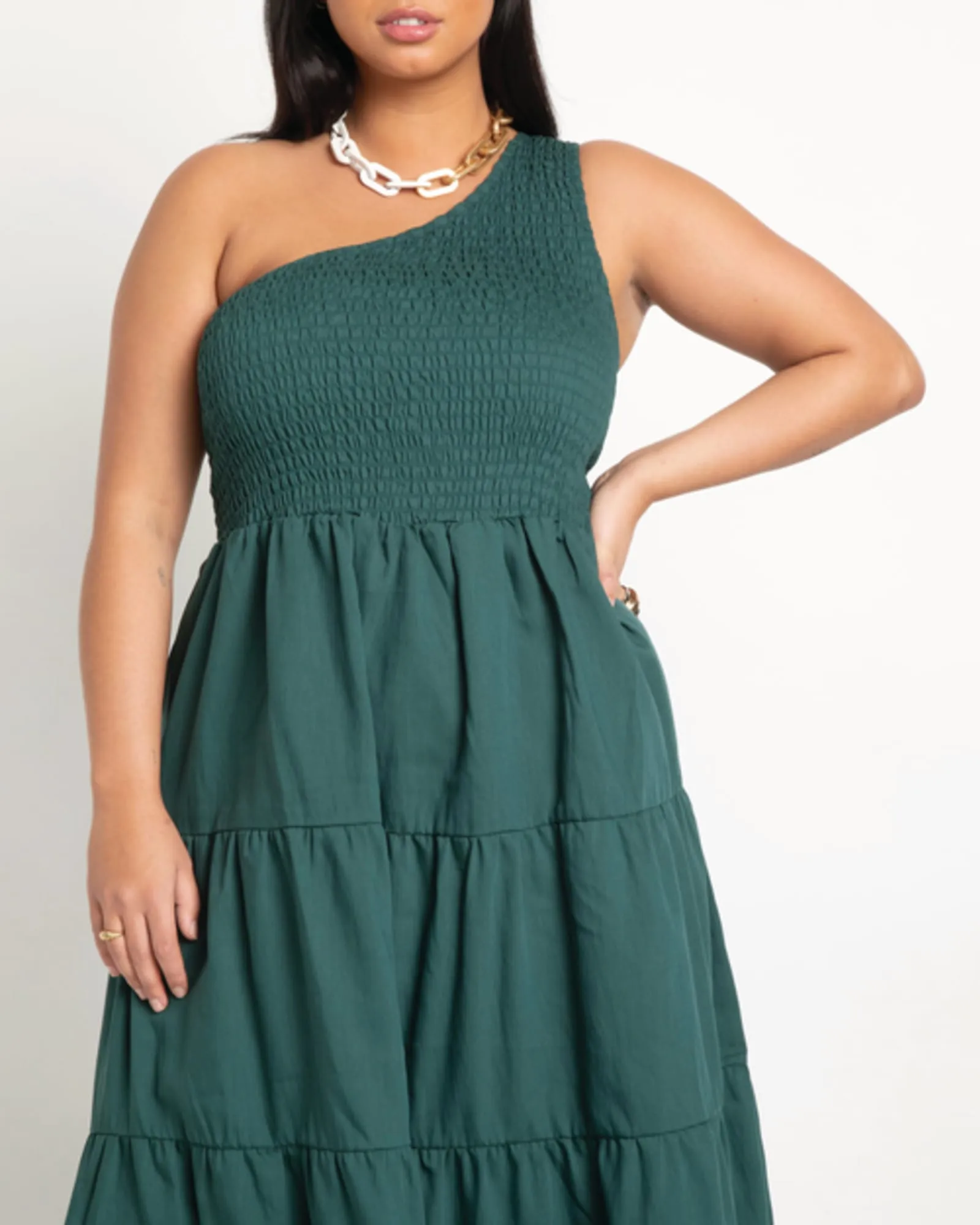 Anna One Shoulder Dress | Forest Biome