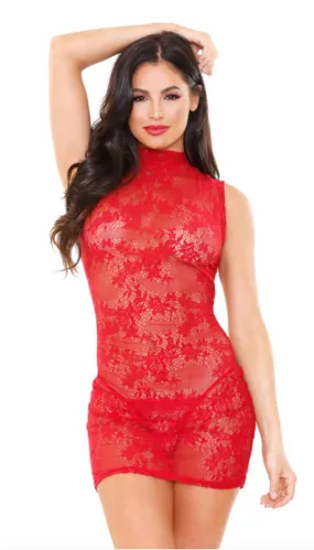 Ariel High Neck Lace Dress & G-String
