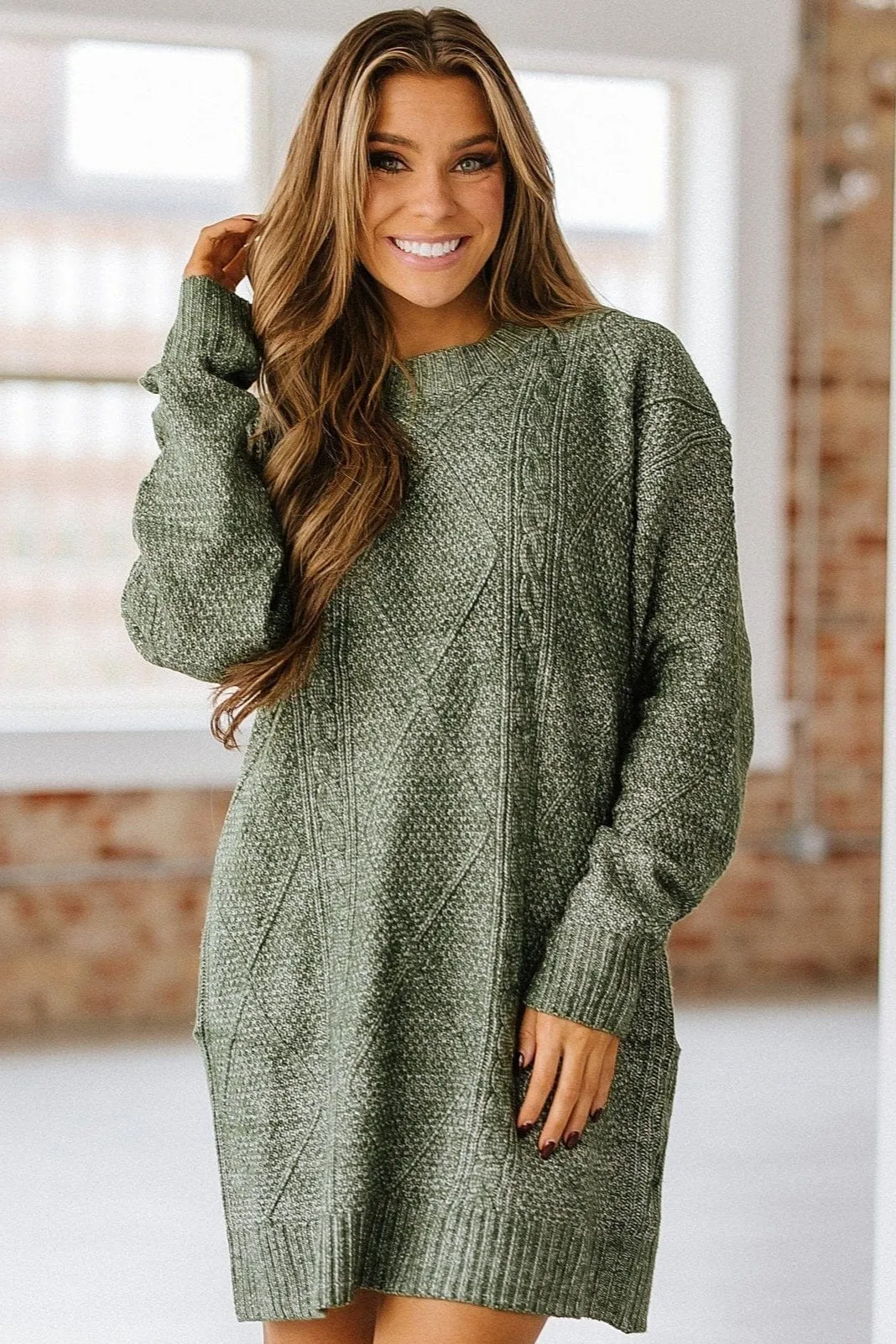 Ashley Cable Knit Sweater Dress | DROPSHIP