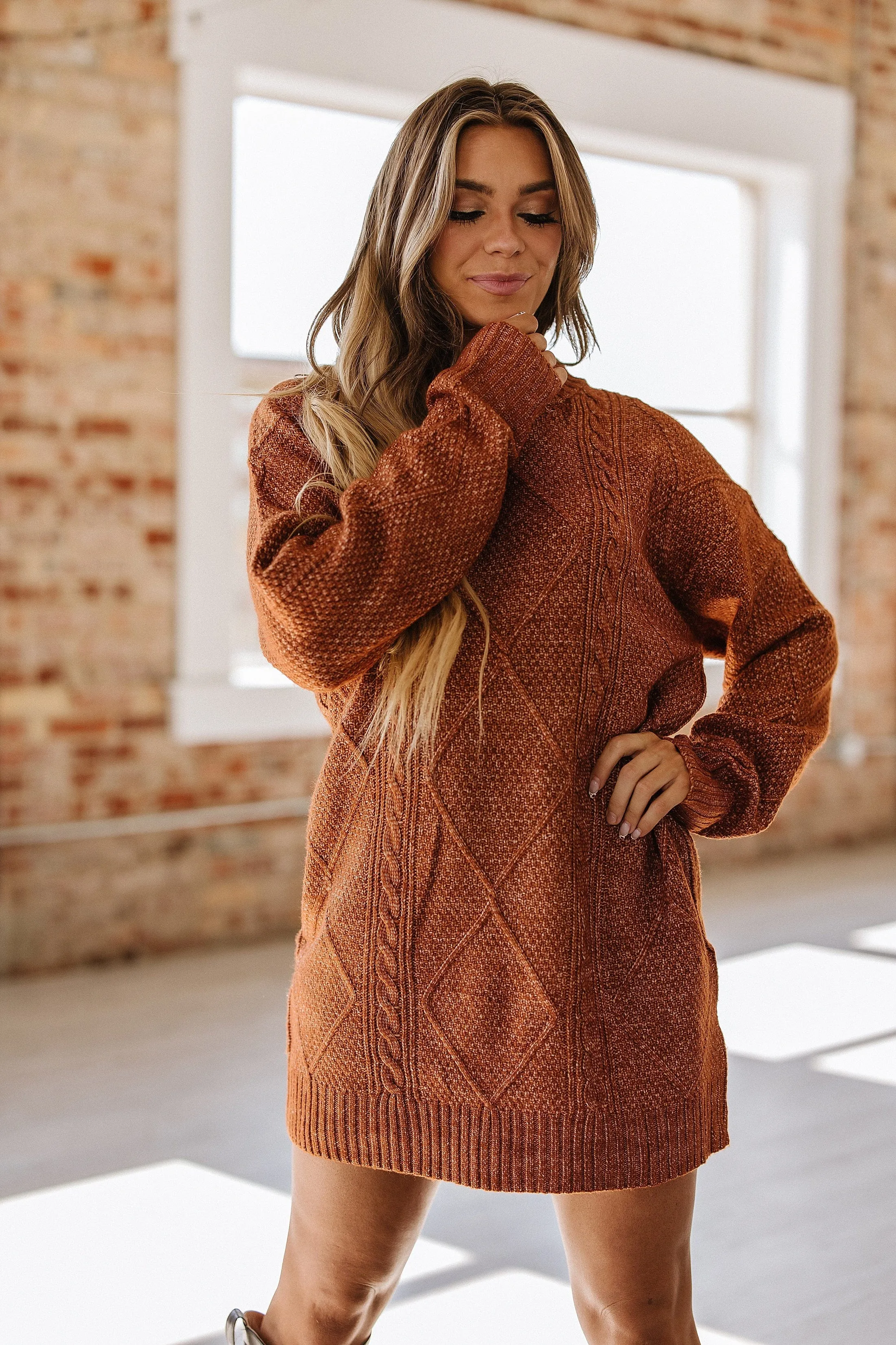 Ashley Cable Knit Sweater Dress | DROPSHIP