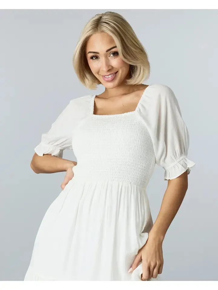 Athena Smocked Midi Dress