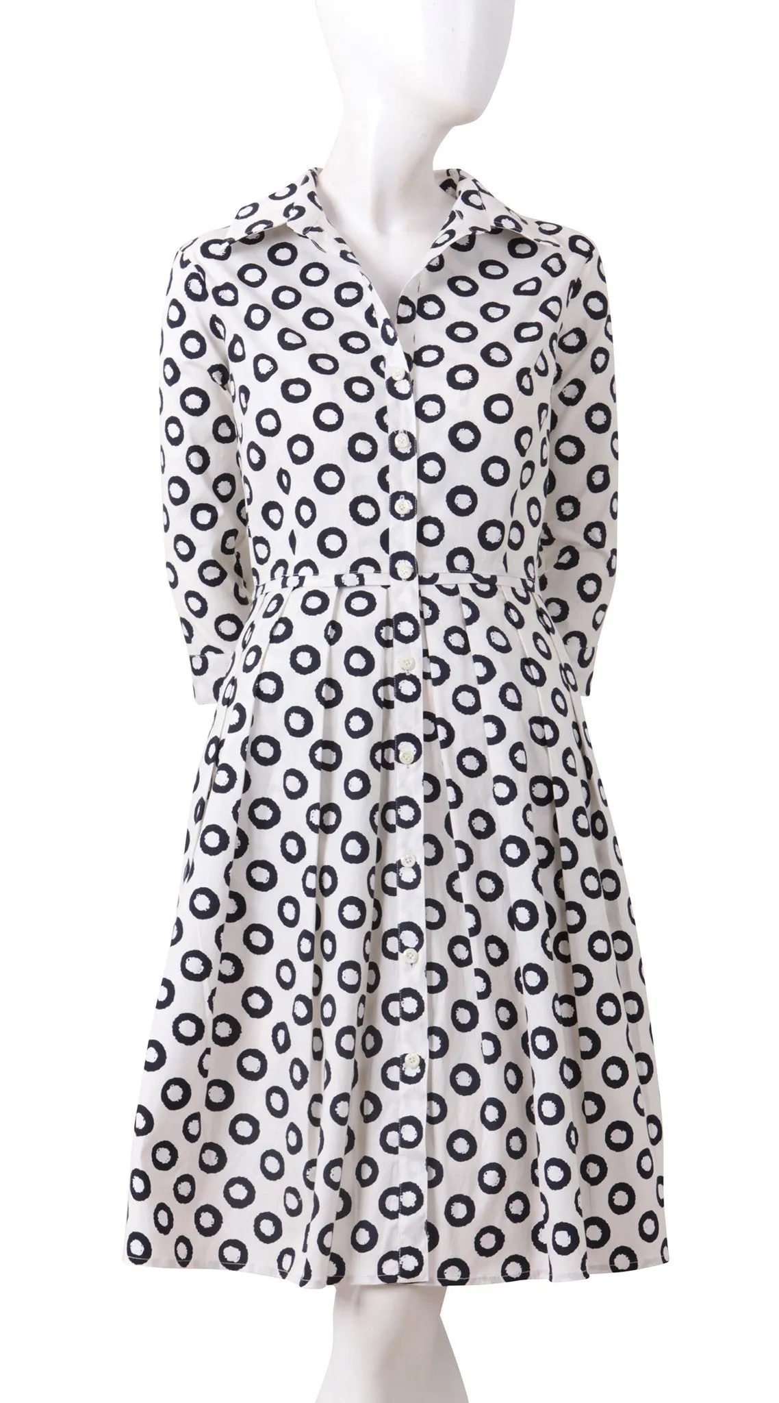 Audrey Dress Shirt Collar 3/4 Sleeve Regular Cotton Stretch (Micro Dots)
