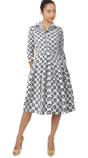 Audrey Dress Shirt Collar 3/4 Sleeve Regular Cotton Stretch (Micro Dots)