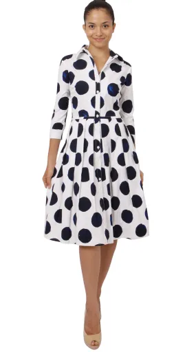 Audrey Dress Shirt Collar 3/4 Sleeve Regular Cotton Stretch (Tuscani Dots)