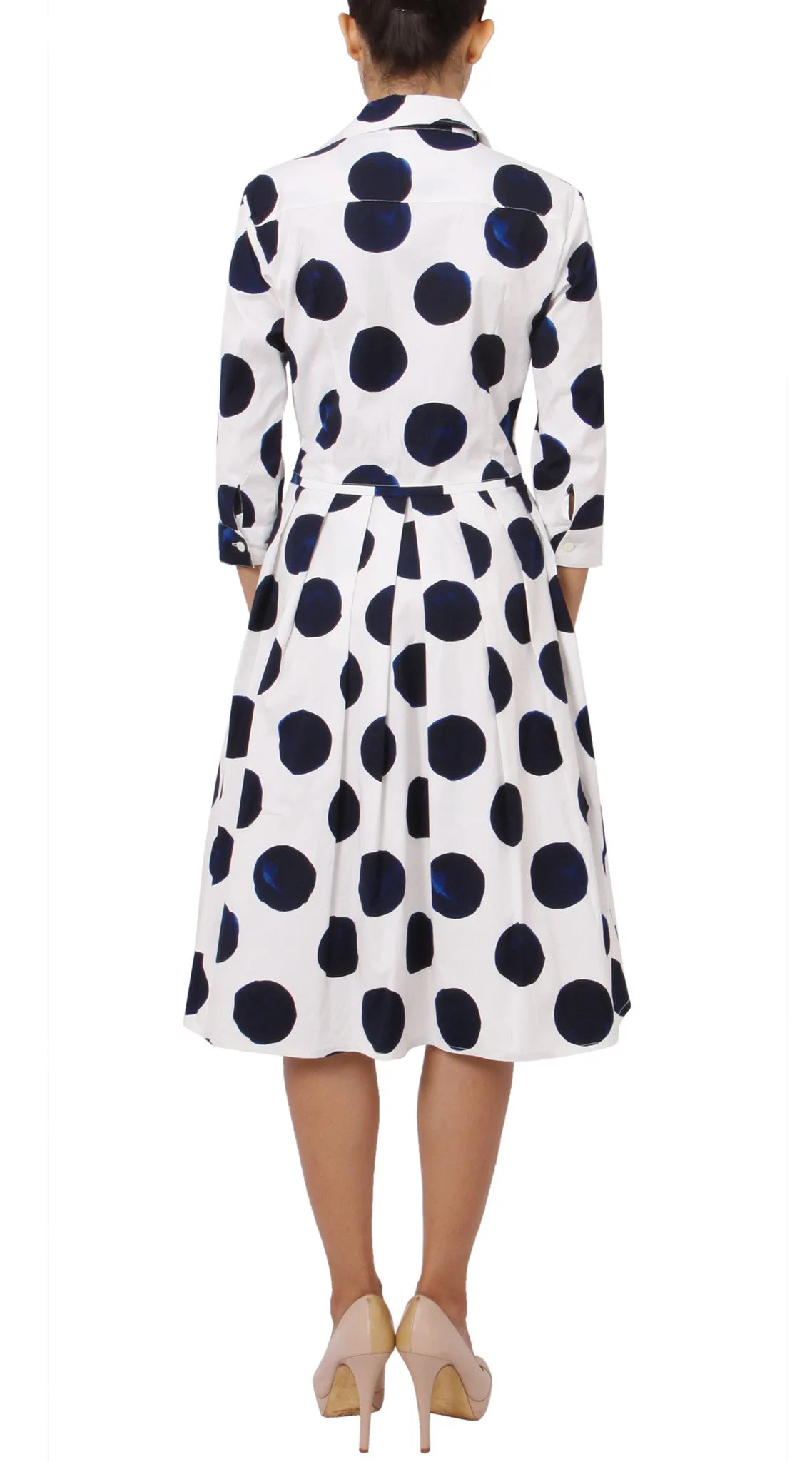 Audrey Dress Shirt Collar 3/4 Sleeve Regular Cotton Stretch (Tuscani Dots)