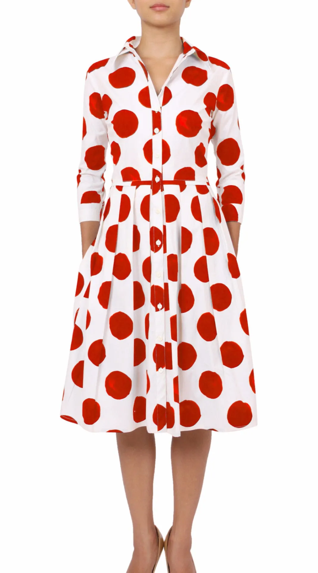Audrey Dress Shirt Collar 3/4 Sleeve Regular Cotton Stretch (Tuscani Dots)