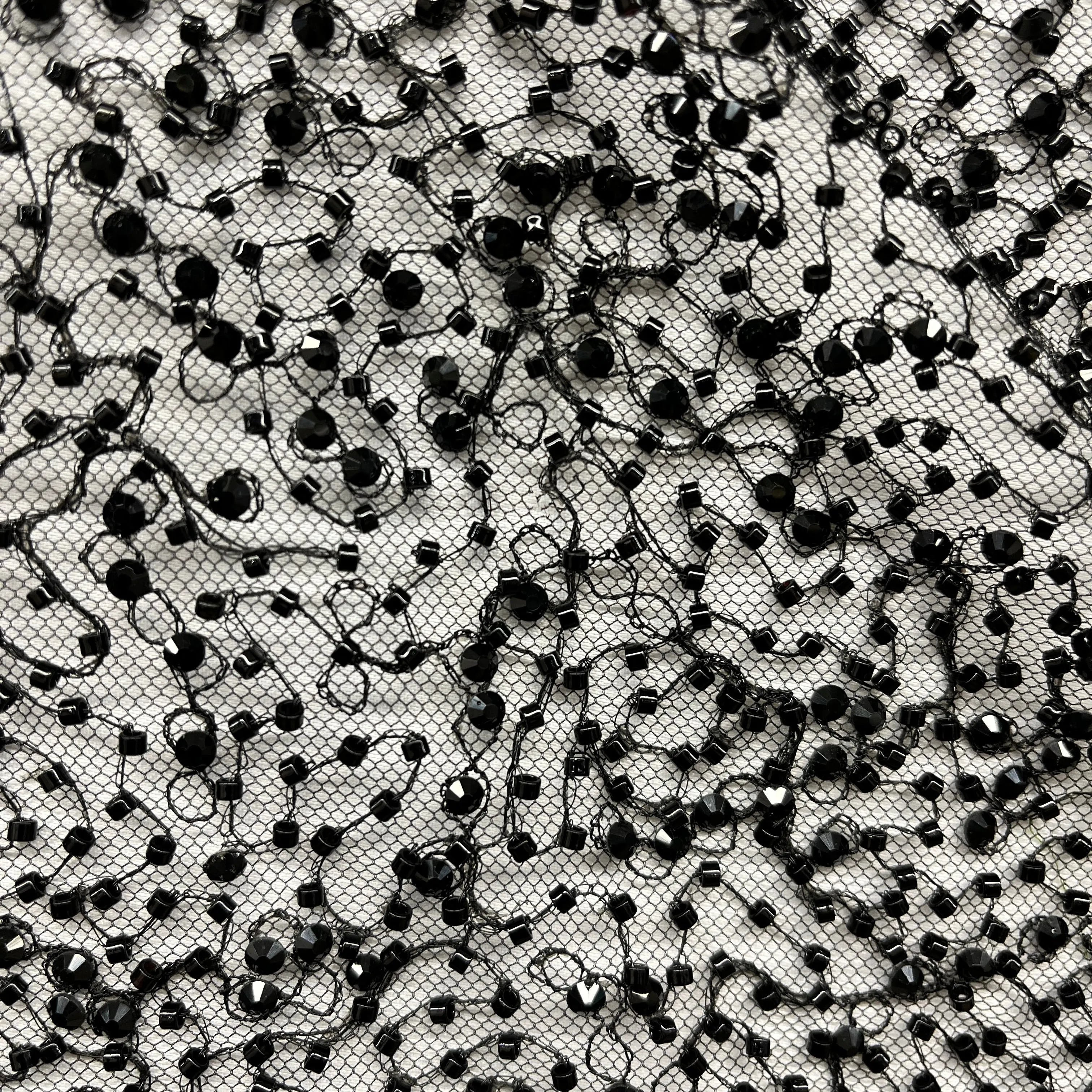 Beaded Lace Fabric Embroidered on 100% Polyester Net Mesh | Lace USA - GD-2251