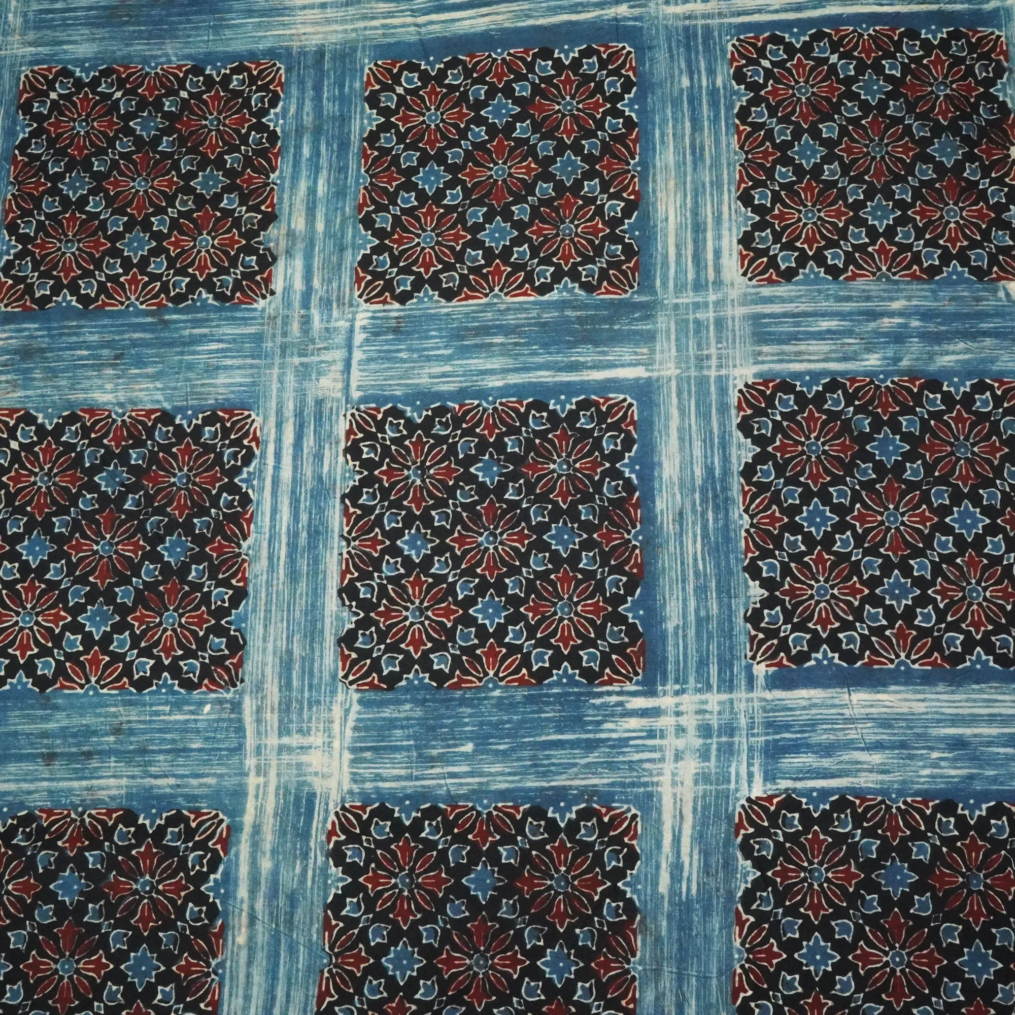 Black Handblock Ajrakh Print  Cotton Fabric CG-23477