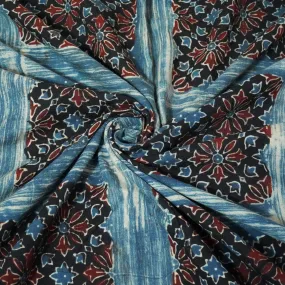 Black Handblock Ajrakh Print  Cotton Fabric CG-23477