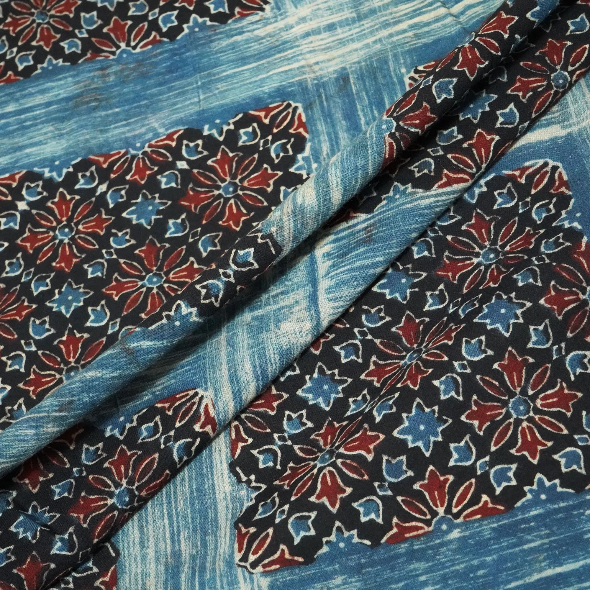 Black Handblock Ajrakh Print  Cotton Fabric CG-23477