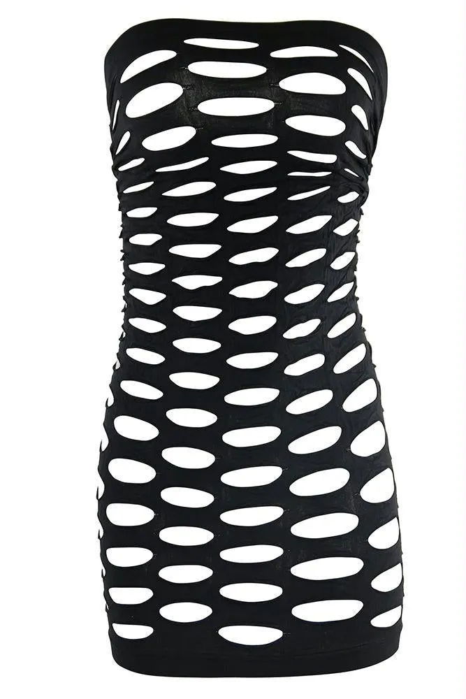Black Pothole Tube Dress in OS