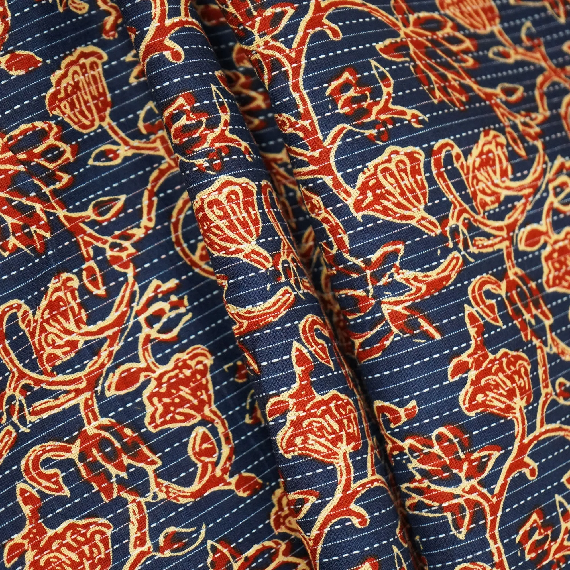 Blue Handblock Print Cotton Fabric 894 RI-23823