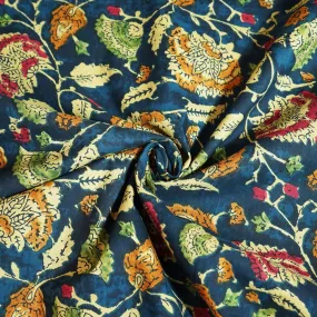 Blue Kalamkari Print Cotton Fabric MFL-23645