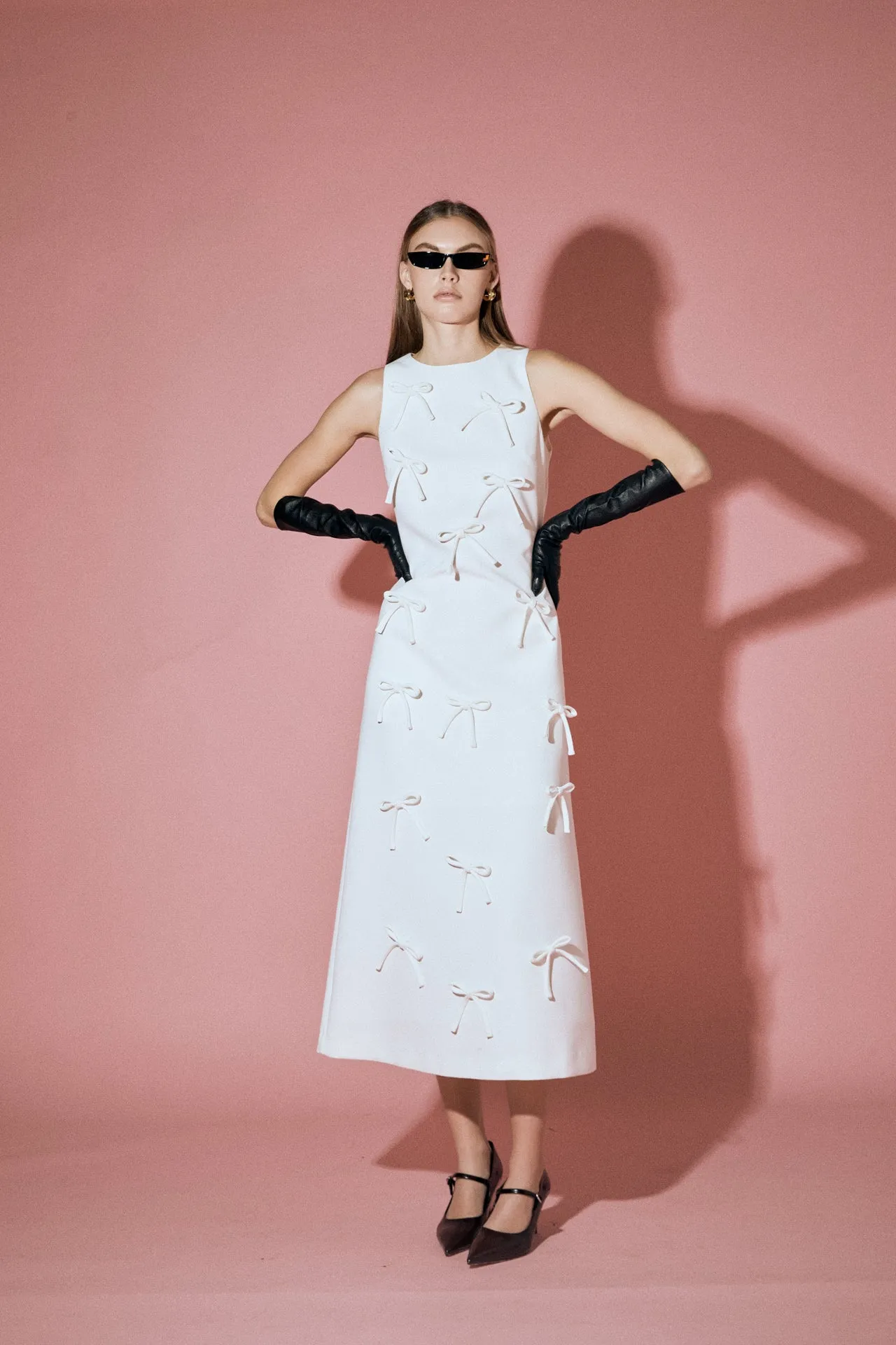 Bow Detailed Sleeveless Midi Dress