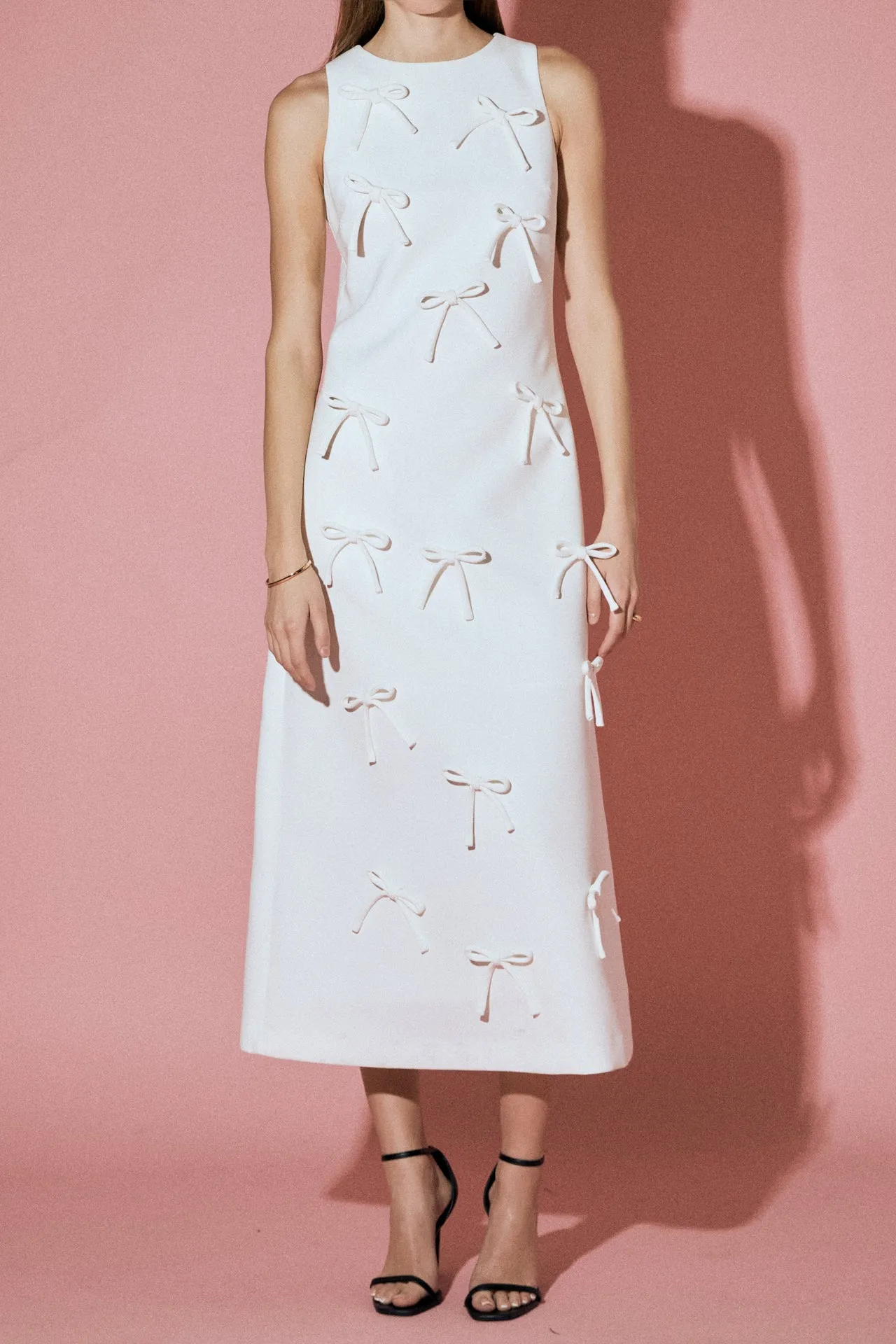 Bow Detailed Sleeveless Midi Dress