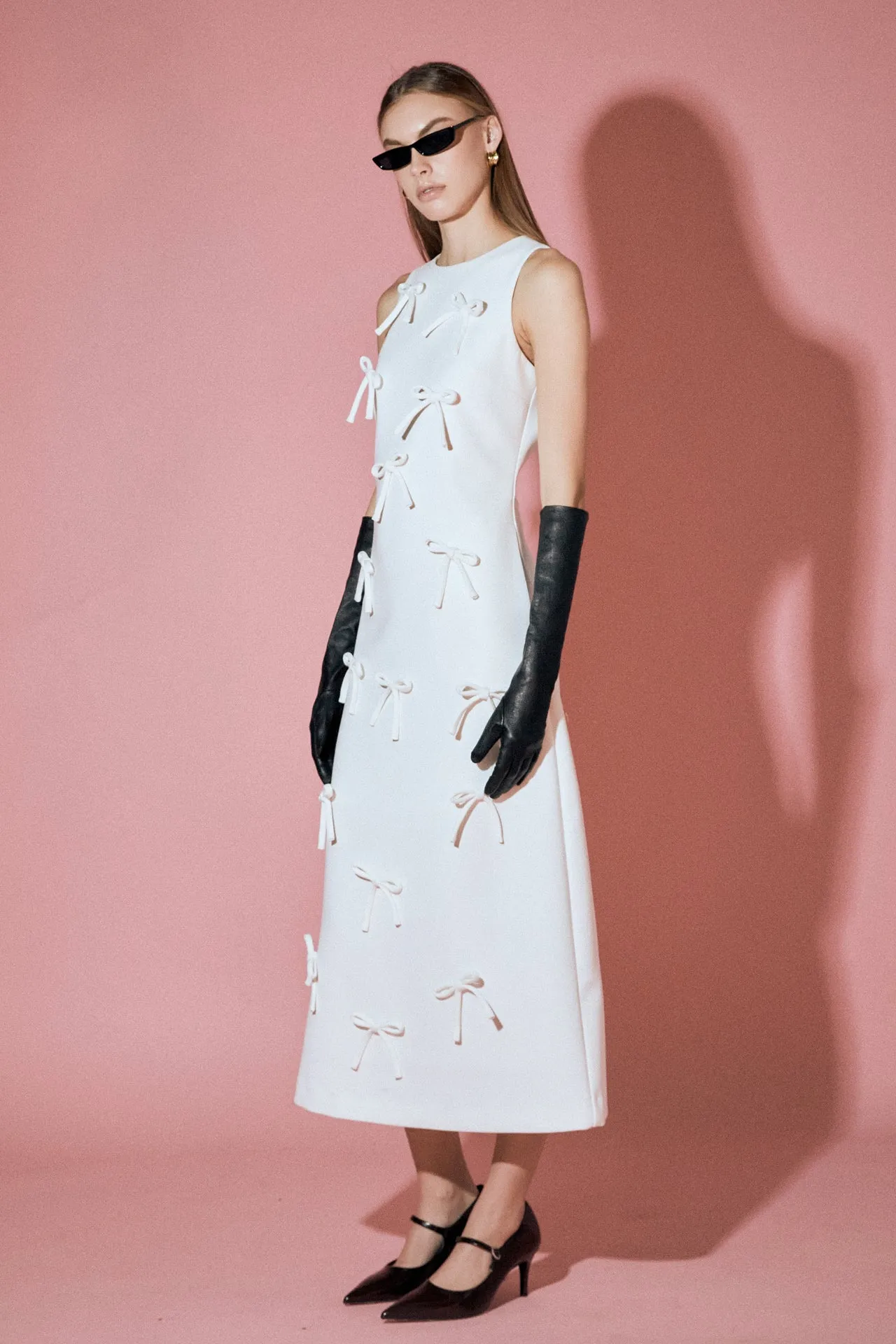 Bow Detailed Sleeveless Midi Dress
