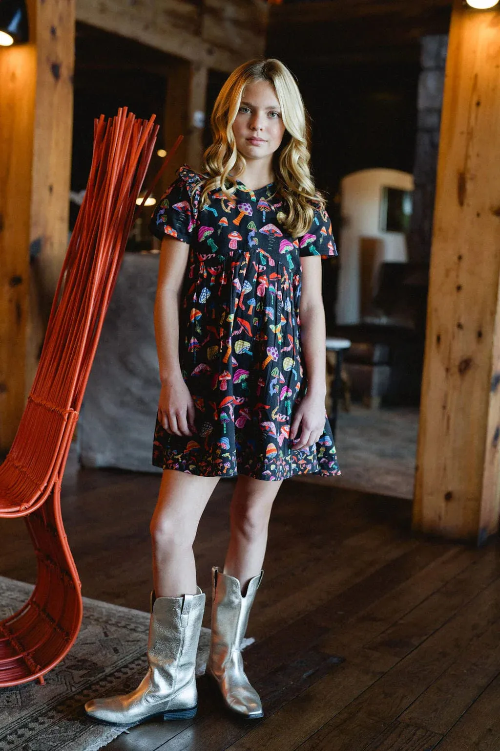 Briton Court Lotus Dress in Groovy Mushroom