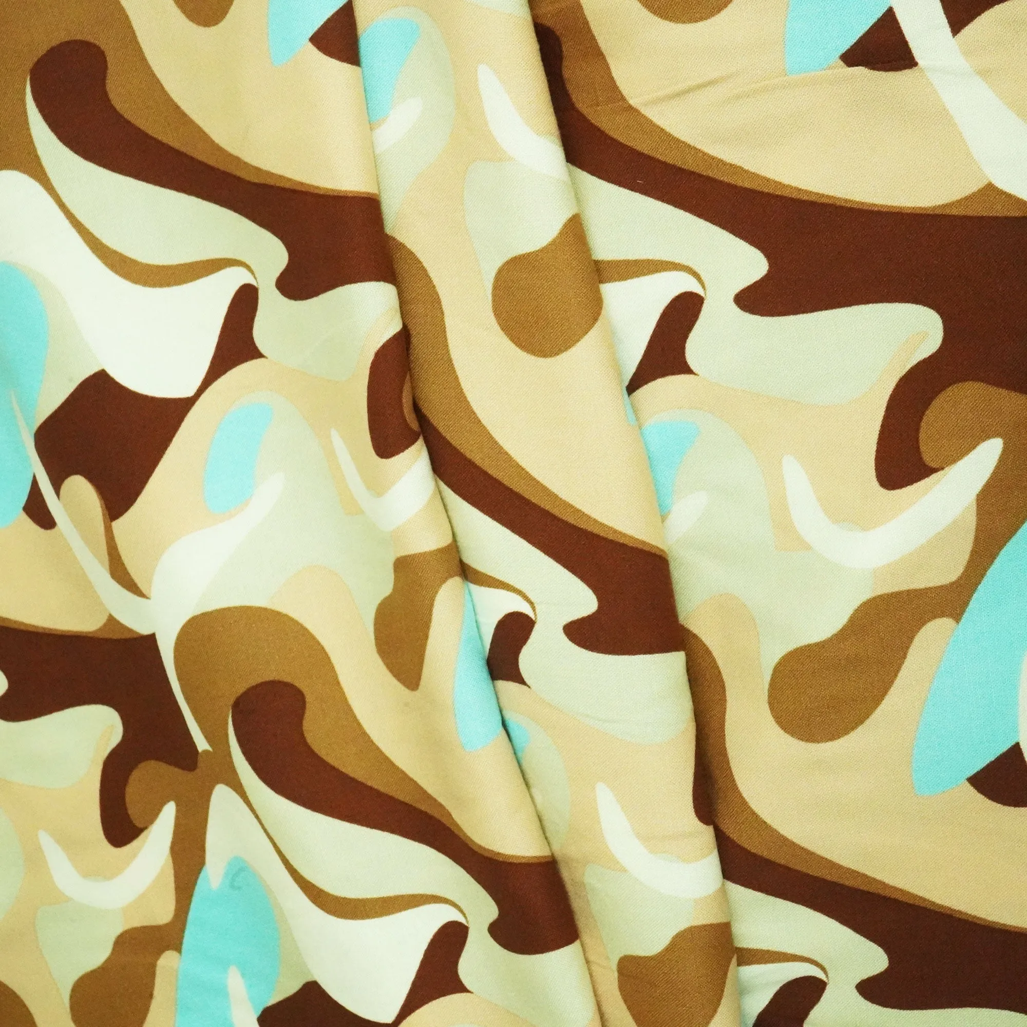 Brown Abstract Print Rayon Fabric LSF-24294
