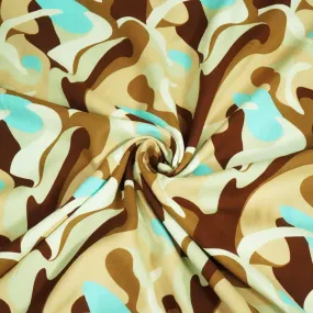 Brown Abstract Print Rayon Fabric LSF-24294