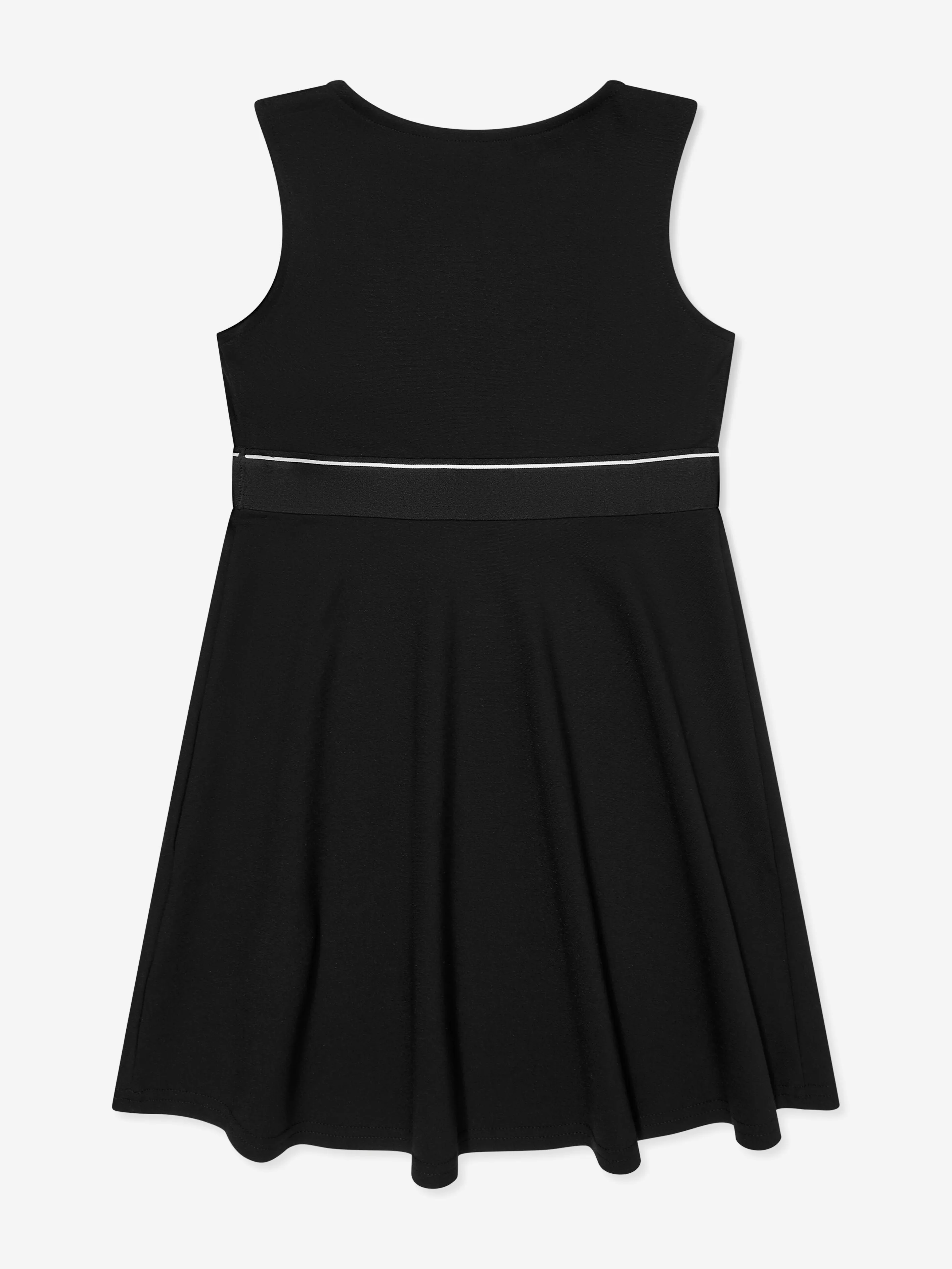 Calvin Klein Girls Logo Tape Sleeveless Punto Dress in Black