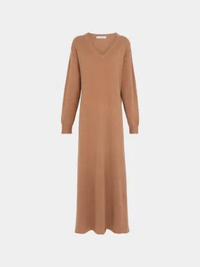 Cashmere V-Neck Long Dress | Size: S