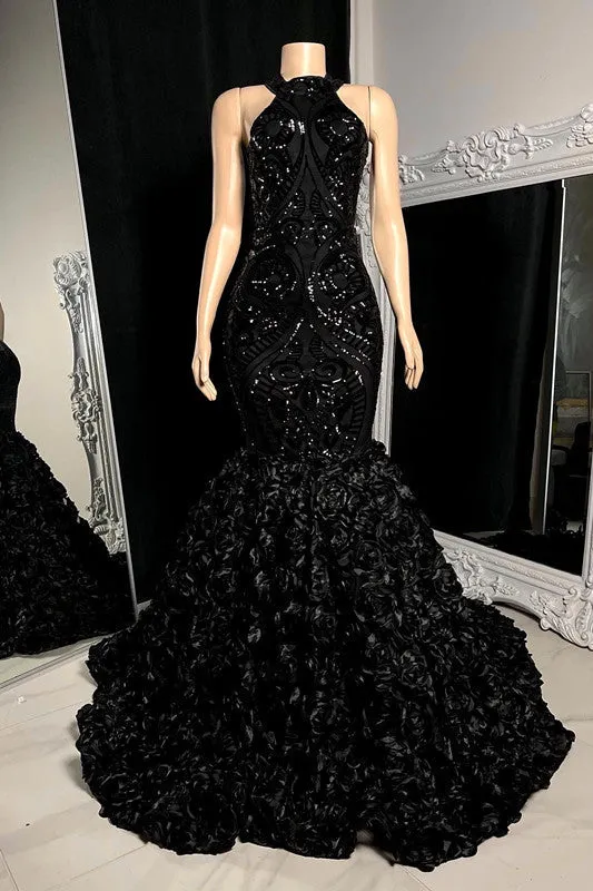 Charming Long Mermaid Sleeveless High Collar Prom Dress