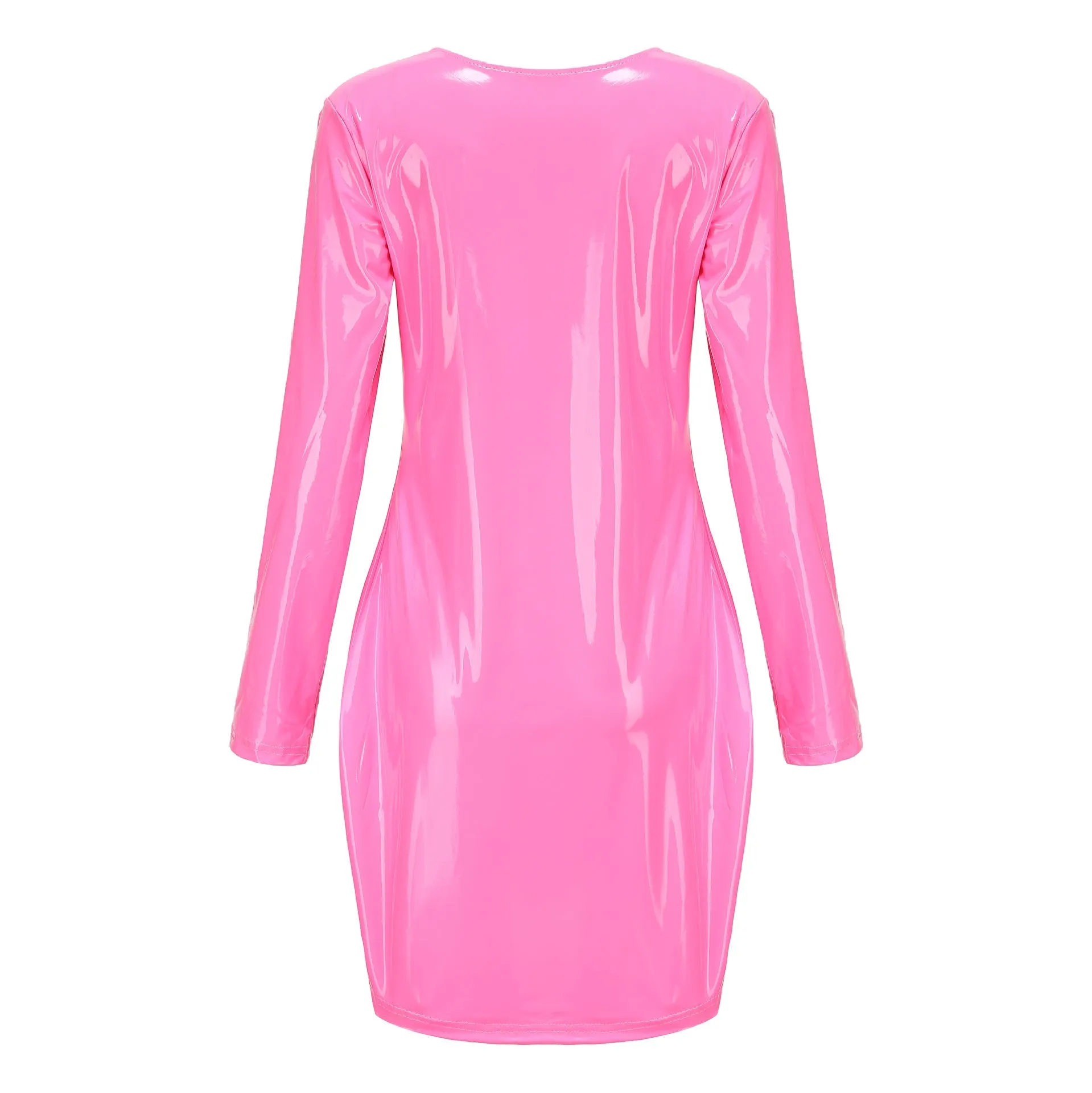 Colorful Faux Leather Ladies Dress
