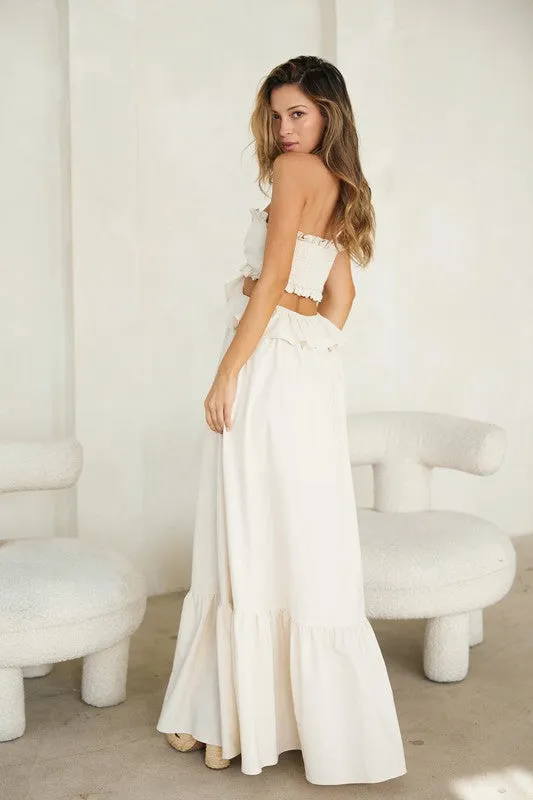 Cut-out Ruffled Halter Maxi Dress