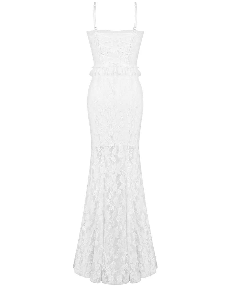 Dark In Love Romantic Gothic Layered Lace Mermaid Maxi Dress