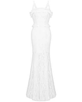 Dark In Love Romantic Gothic Layered Lace Mermaid Maxi Dress