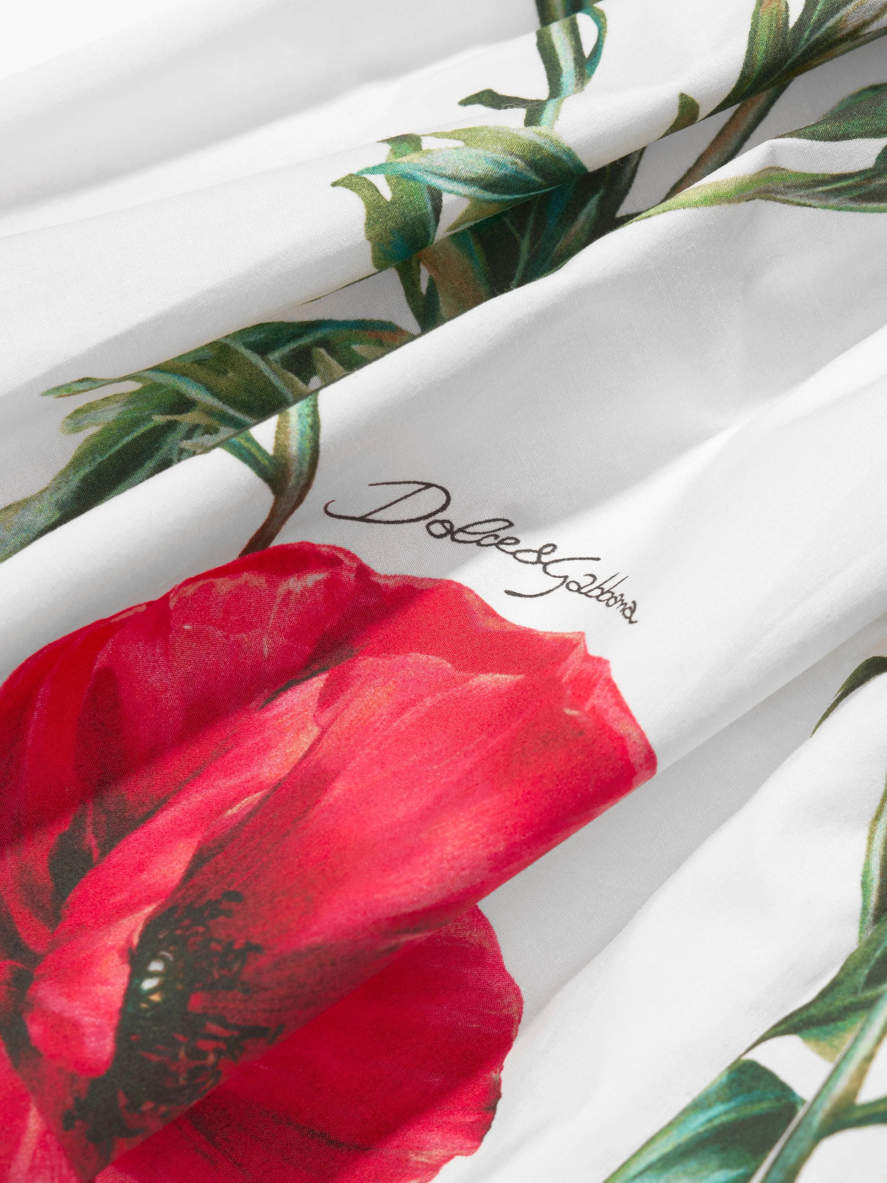 Dolce & Gabbana Girls Poppy Print T-Shirt Dress in White