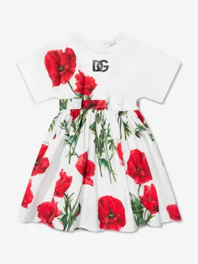 Dolce & Gabbana Girls Poppy Print T-Shirt Dress in White