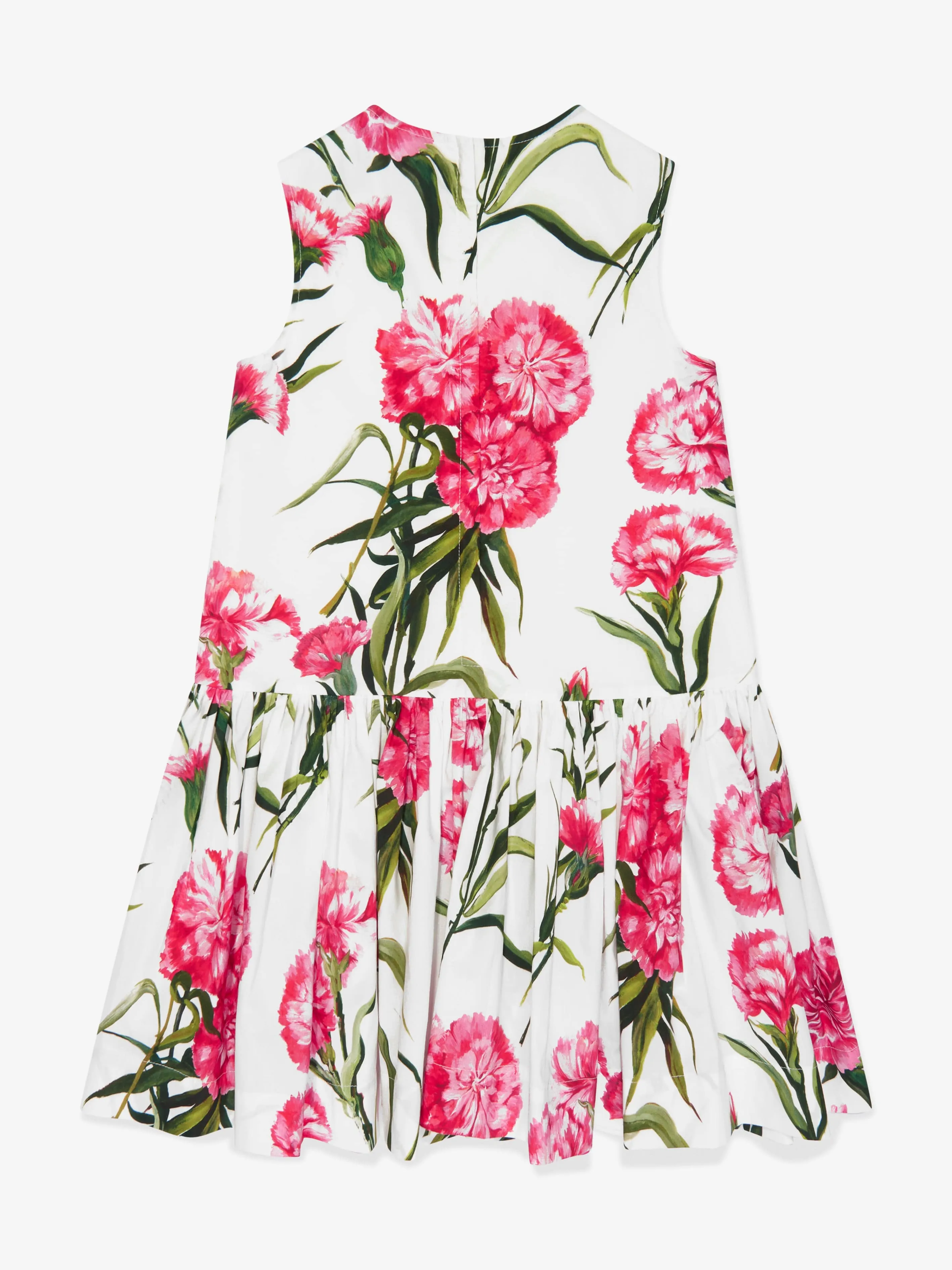 Dolce & Gabbana Girls Sleeveless Carnation Dress in White